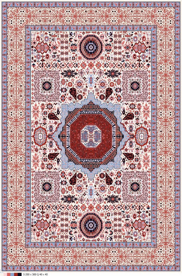 Handwoven Afghan Rug – Heritage Medallion (Ivory/Crimson/Blue) — Hand, Ghazni wool