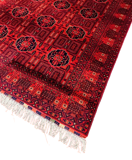 Ghandum Naqsha Surkh — Hand-Knotted Wool Rug 2' x 3' | Afghan Tribal Geometric Accent Rug · nan handwoven handwoven rug, traditional pattern, wool, detail view
