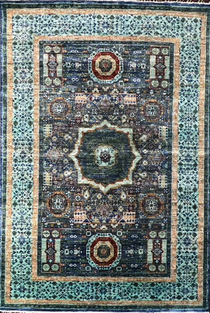 Mamluk Luxury Hand-Knotted Wool Rug – 6′1″ × 4′2″ | Afghan Craftsmanship · Mamluk Luxury Hand-Knotted Wool Rug – 6′1″ × 4′2″ | Afghan Craftsmanship