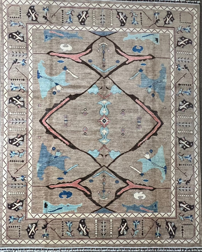 Oushak Traditional Hand-Knotted Wool Rug – 10'1" × 8'4"