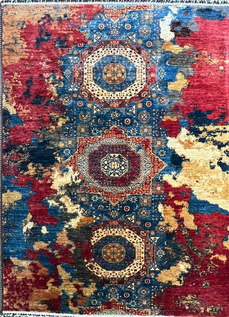 Hand-Knotted Mamluk Rug 7'11" × 5'10" Ghazni Wool Traditional Afghan Area Rug
