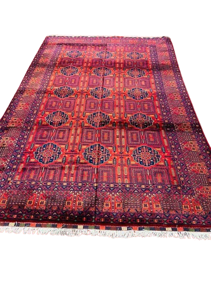 Ghandum Naqsha Surkh 6’1’’ X 9’1’’ handwoven Rug rug, traditional pattern, wool, full view