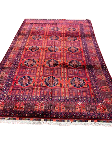 Ghandum Naqsha Surkh 6’1’’ X 9’1’’ handwoven Rug rug, traditional pattern, wool, full view