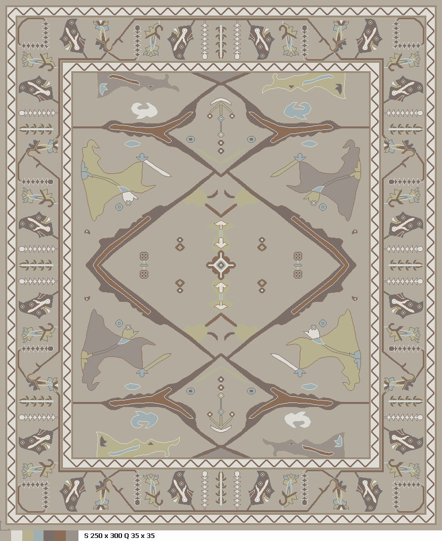 Oushak Traditional Hand-Knotted Wool Rug – 10'1" × 8'4" · nan handwoven handwoven rug, traditional pattern, wool, detail view
