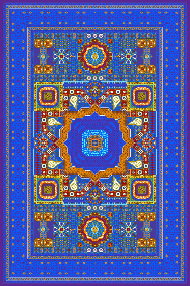 nan handwoven handwoven rug, traditional pattern, wool, detail view