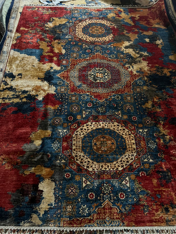 Handwoven Mamluk Rug – Shoreda Mamluk Pattern, Ghazni Wool, 7′11″ × 5′11″