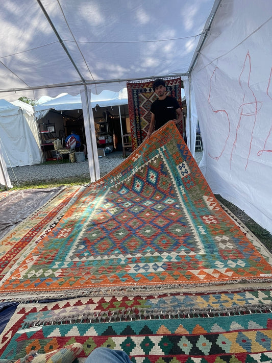 Handwoven Tribal Rug – Uzbek, Ghazni wool, 6′9″ × 9′9″, handwoven tribal rug, uzbek design, ghazni wool