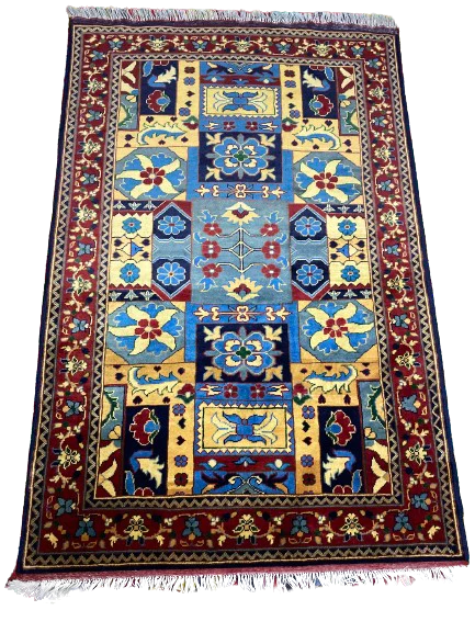 Kashmiri Naqsha 3’6’’ X 5’6’’ handwoven Rug rug, traditional pattern, wool, full view