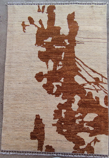 Modern Handwoven Contemporary Rug 5.6' x 7.9' handwoven Rug rug, traditional pattern, wool, full view