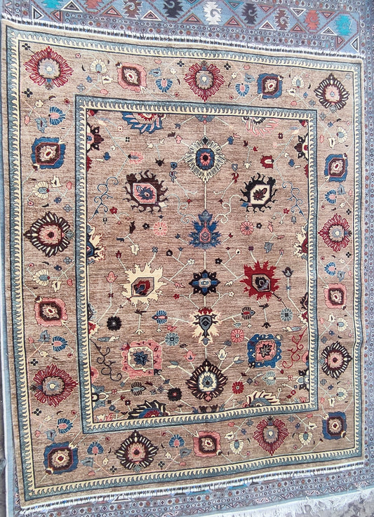 nan handwoven handwoven rug, traditional pattern, wool, detail view