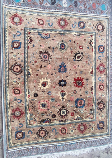Oushak Handwoven Traditional Rug 8.2' x 9.8' handwoven Rug rug, traditional pattern, wool, full view