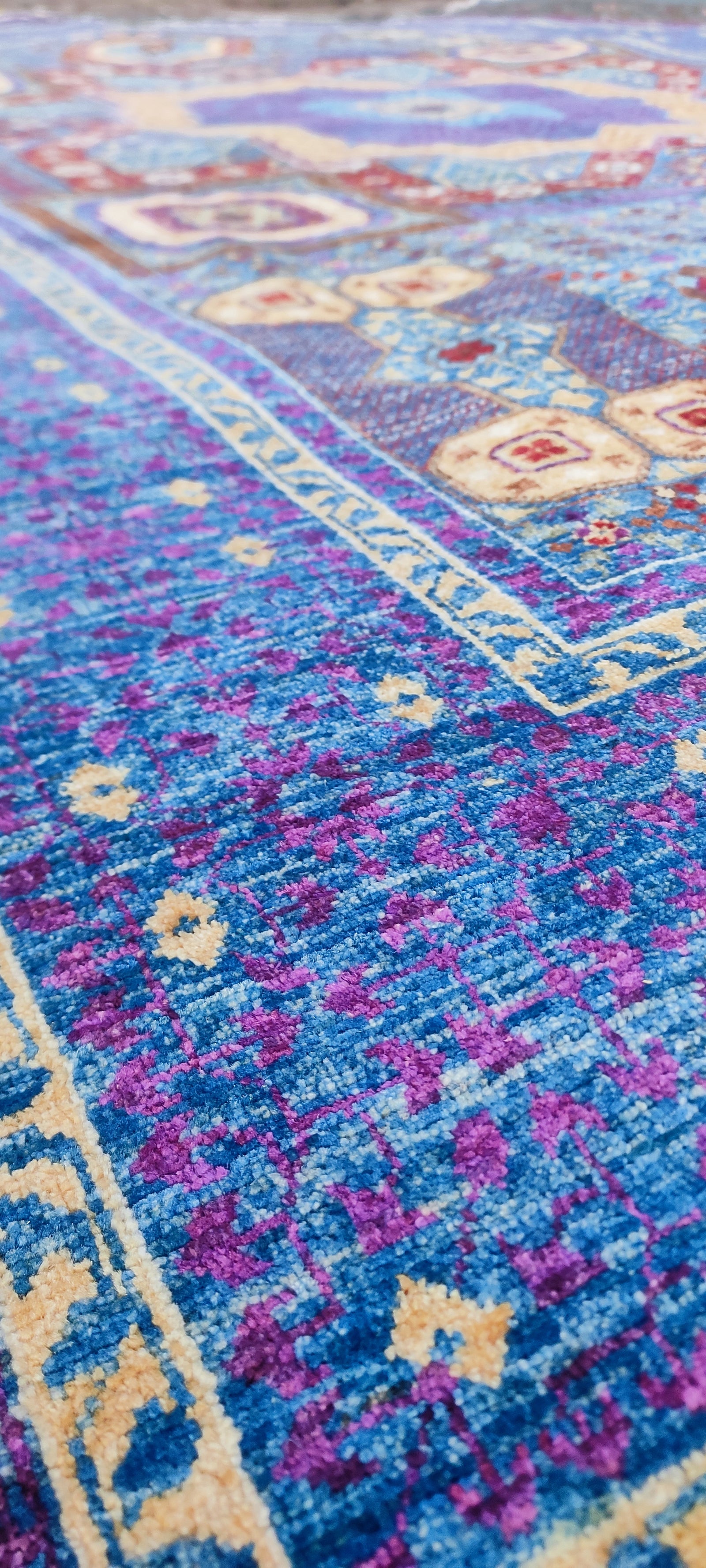 Mamluk Handwoven Tribal Rug · nan handwoven handwoven rug, traditional pattern, wool, detail view