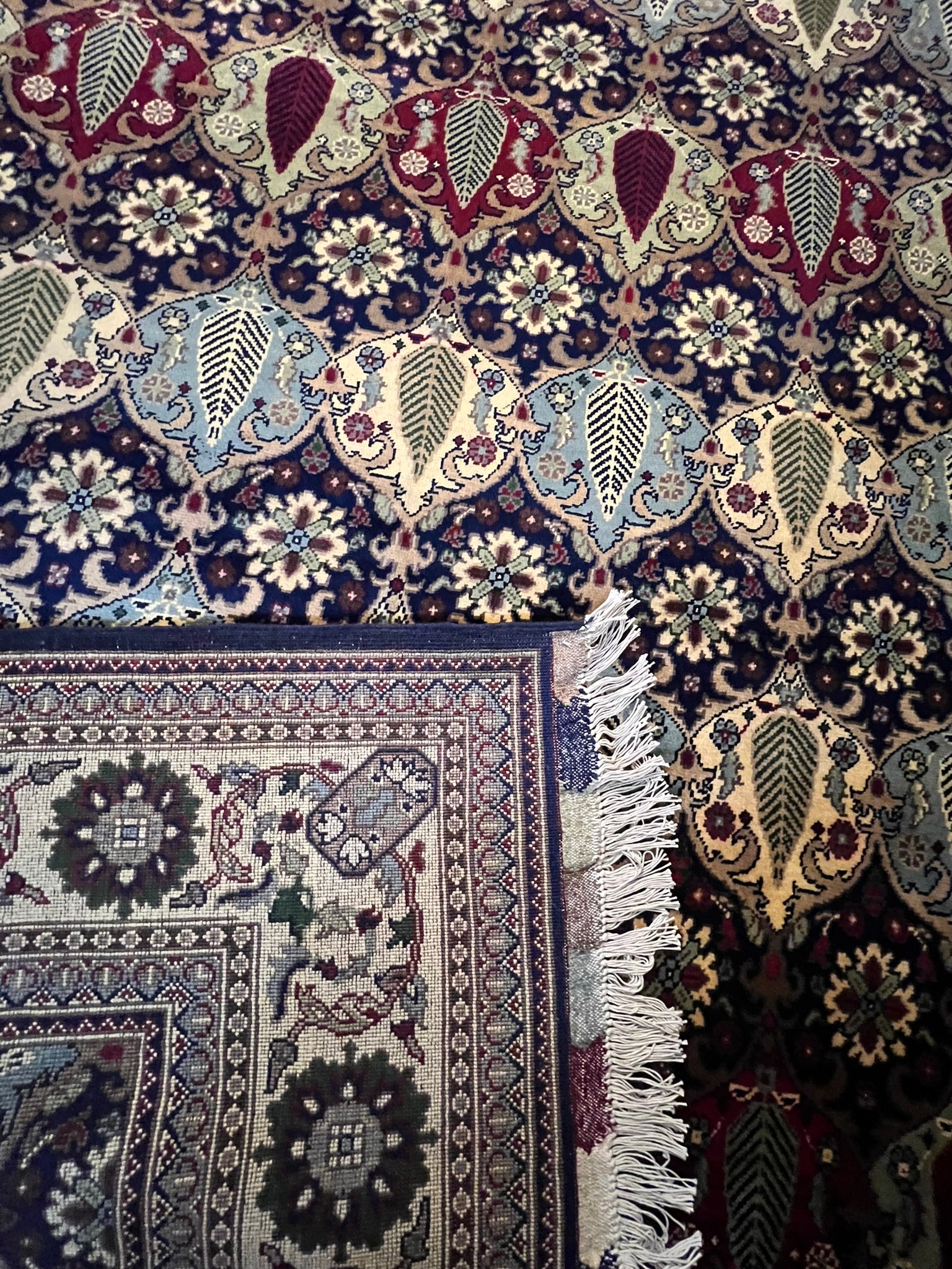 nan handwoven handwoven rug, traditional pattern, wool, detail view