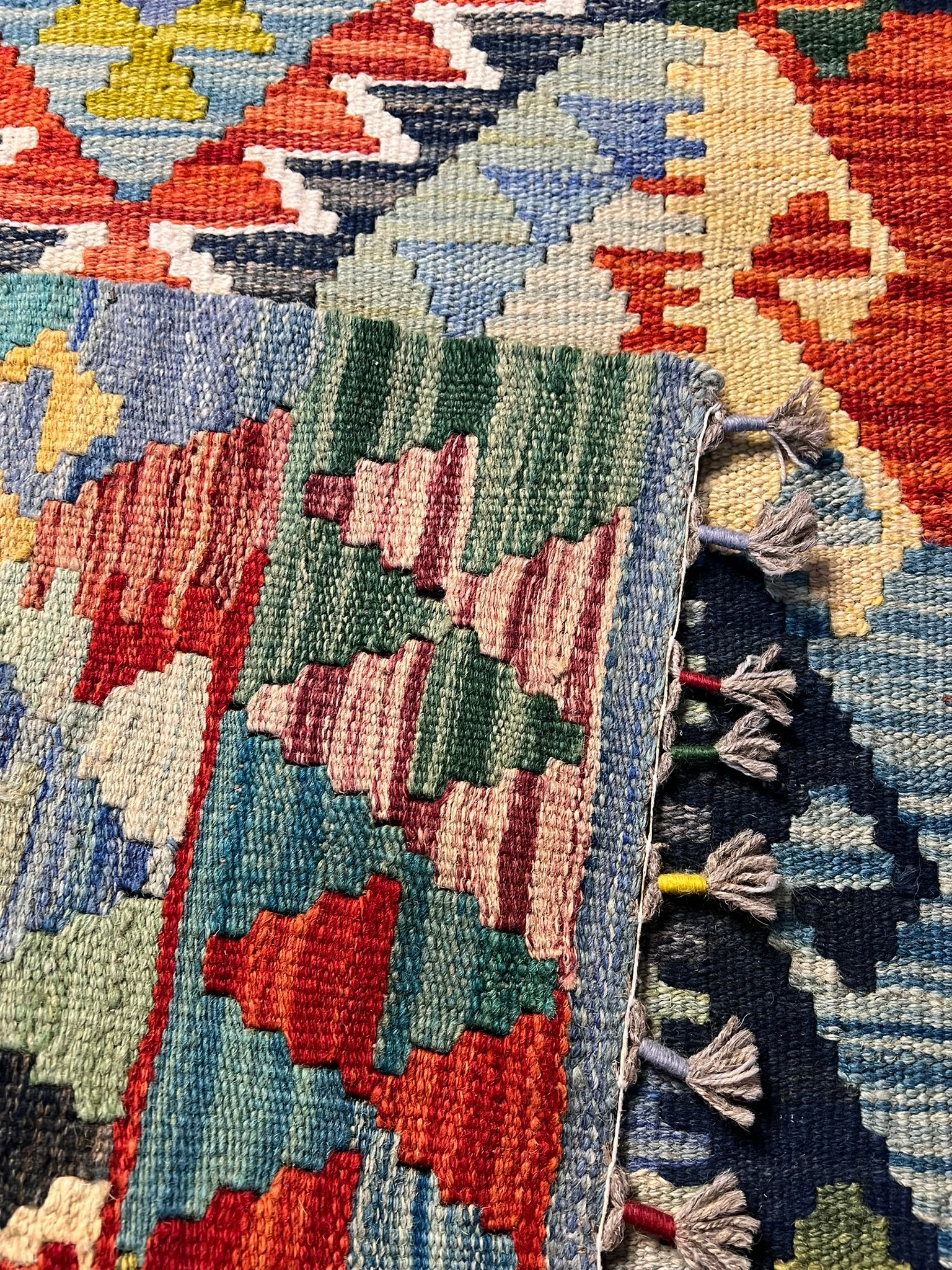 Kilim Tribal Handwoven Rug 2’1’’ X 2’5’’ · nan handwoven handwoven rug, traditional pattern, wool, detail view