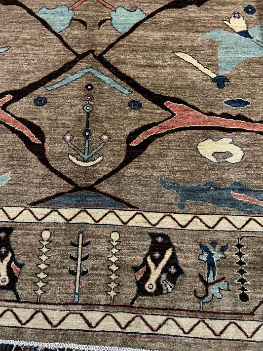 nan handwoven handwoven rug, traditional pattern, wool, detail view