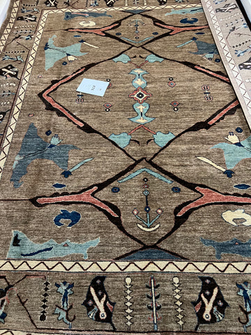 Oushak Handwoven Traditional Rug 8.20″ × 9.84″ (≈ 8.20 × 9.84ft) handwoven Rug rug, traditional pattern, wool, full view