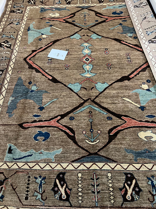 Oushak Handwoven Traditional Rug 8.20″ × 9.84″ (≈ 8.20 × 9.84ft) handwoven Rug rug, traditional pattern, wool, full view