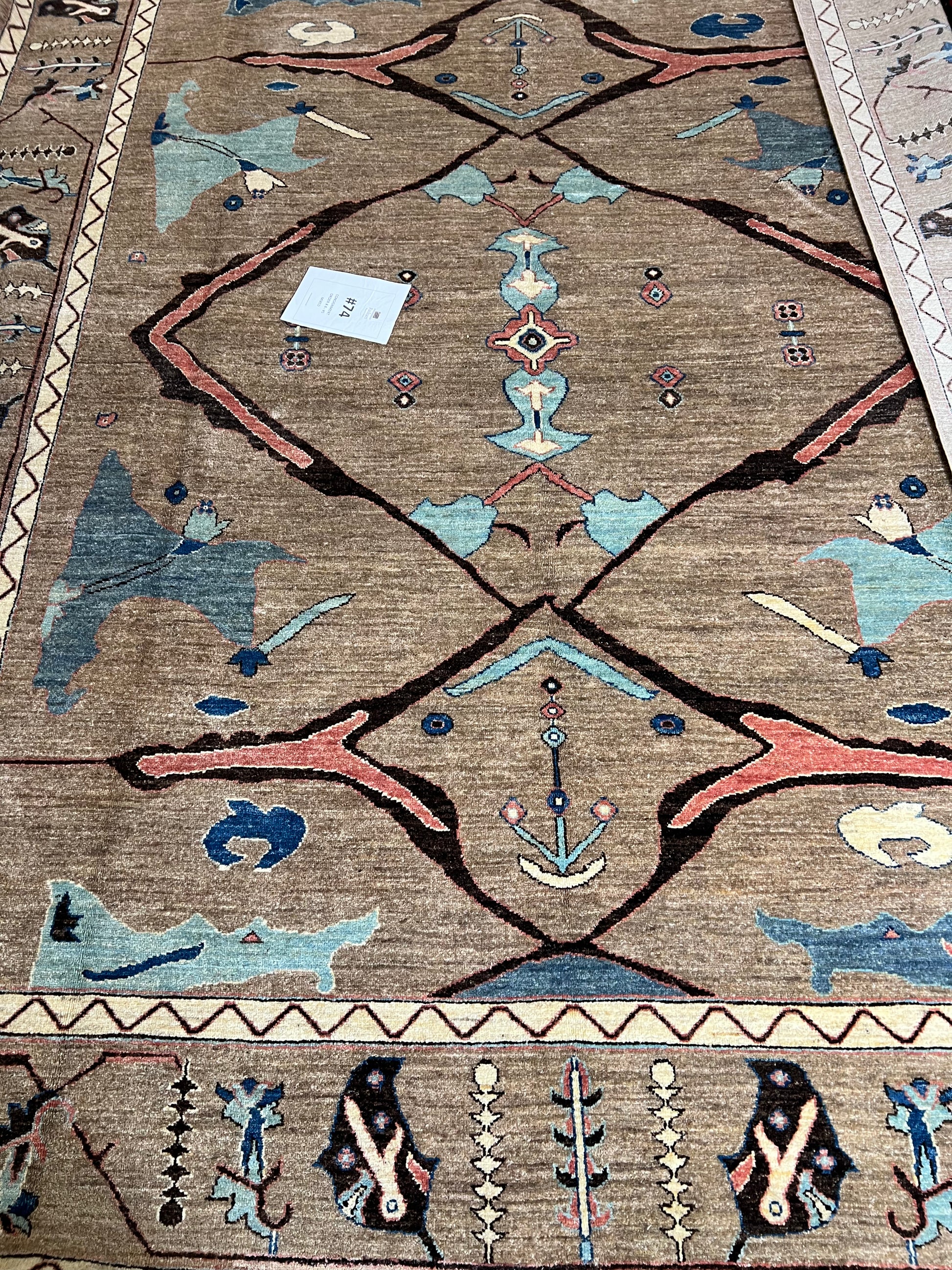 nan handwoven handwoven rug, traditional pattern, wool, detail view