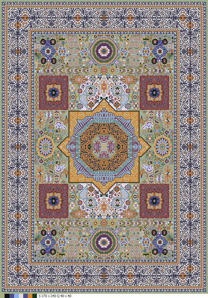 nan handwoven handwoven rug, traditional pattern, wool, detail view