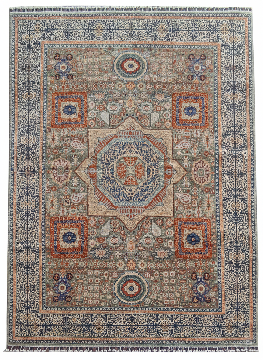Mamluk Handwoven Tribal Rug 5.58 ft X 7.87 ft handwoven Rug rug, traditional pattern, wool, full view