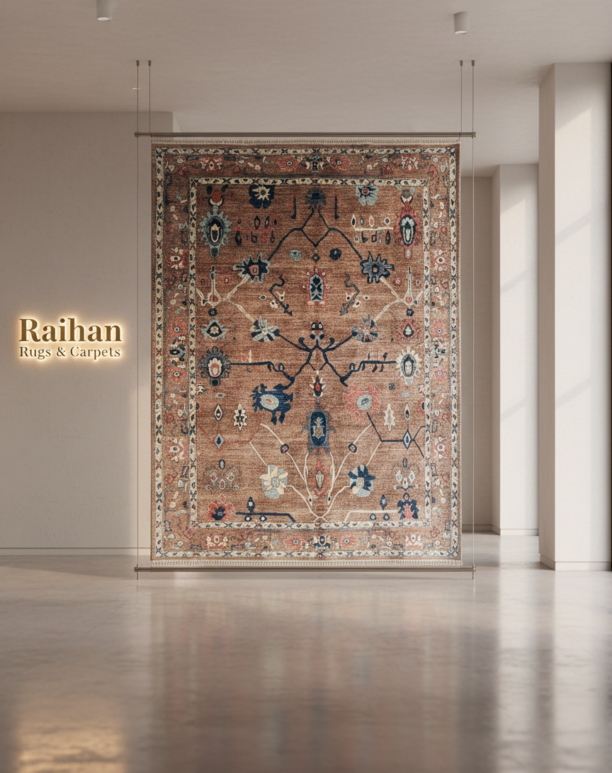 Oushak Anatolian Hand-Knotted Wool Rug handwoven Rug rug, traditional pattern, wool, full view