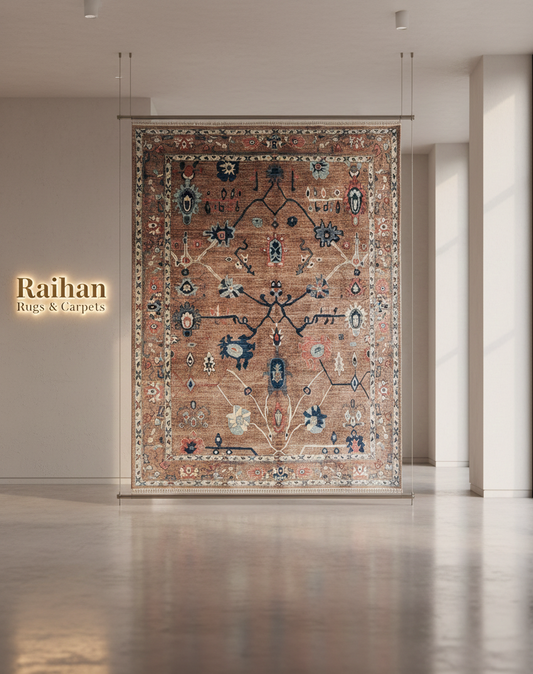 Oushak Anatolian Hand-Knotted Wool Rug handwoven Rug rug, traditional pattern, wool, full view