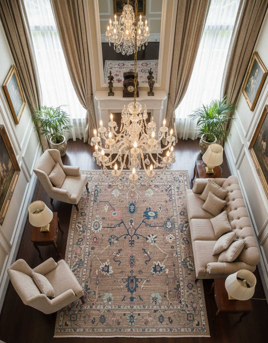 Oushak Anatolian Hand-Knotted Wool Rug · nan handwoven handwoven rug, traditional pattern, wool, detail view