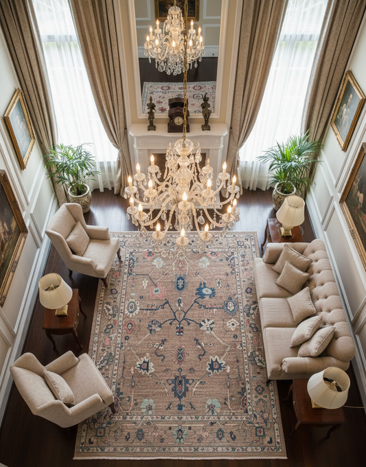 nan handwoven handwoven rug, traditional pattern, wool, detail view