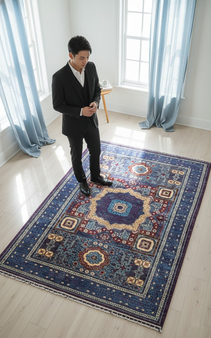 Mamluk Handwoven Tribal Rug  9'9" × 6'8" · Mamluk Handwoven Tribal Rug  9'9" × 6'8"