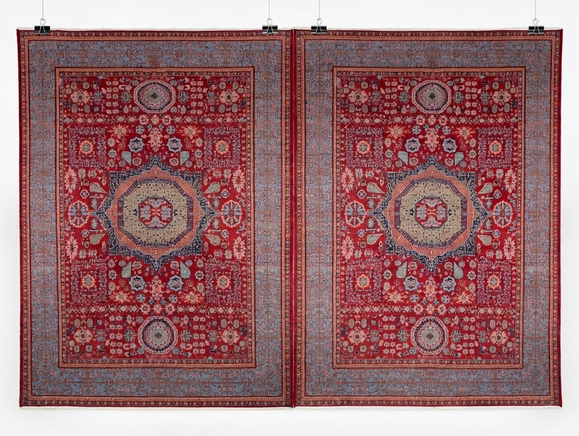 Handwoven Afghan Rug – Heritage Medallion (Ivory/Crimson/Blue) — Hand, Ghazni wool · Handwoven Afghan Rug – Heritage Medallion (Ivory/Crimson/Blue) — Hand, Ghazni wool