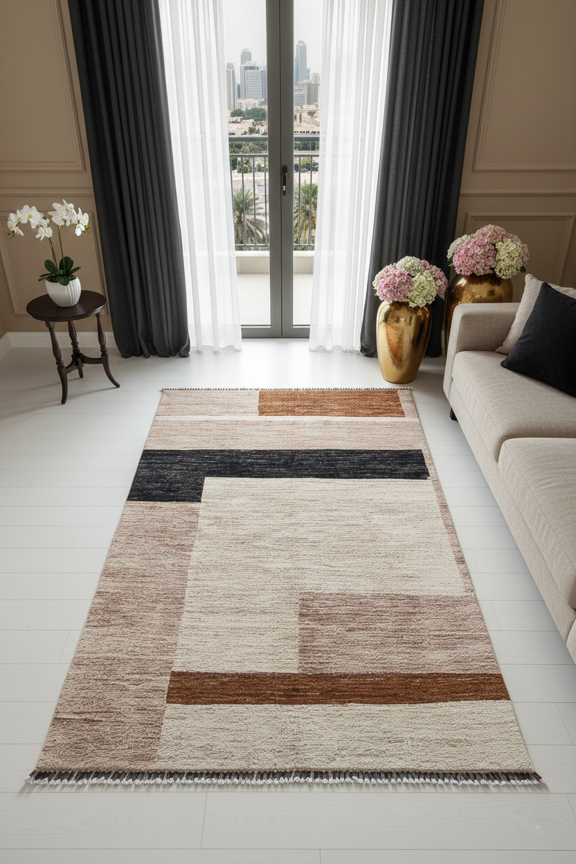 Scandinavian Handwoven Contemporary Rug, 5.58 ft X 7.87 ft · nan handwoven handwoven rug, traditional pattern, wool, detail view