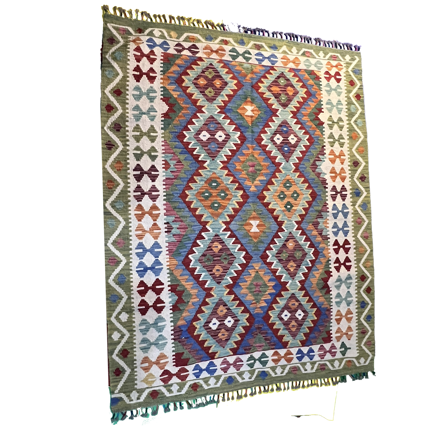 Handwoven Kilim Rug – Kilim Tribal 6’8’’ X 9’7’’, Ghazni wool, handwoven kilim rug, kilim tribal 6’8’’ x 9’7’’ design, gha...
