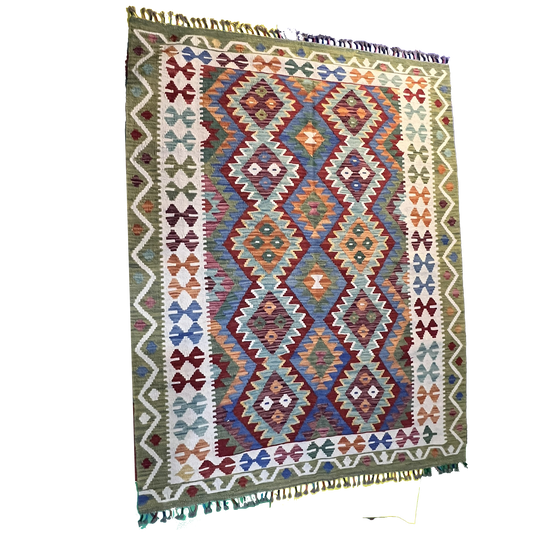 Handwoven Kilim Rug – Kilim Tribal 6’8’’ X 9’7’’, Ghazni wool, handwoven kilim rug, kilim tribal 6’8’’ x 9’7’’ design, gha...