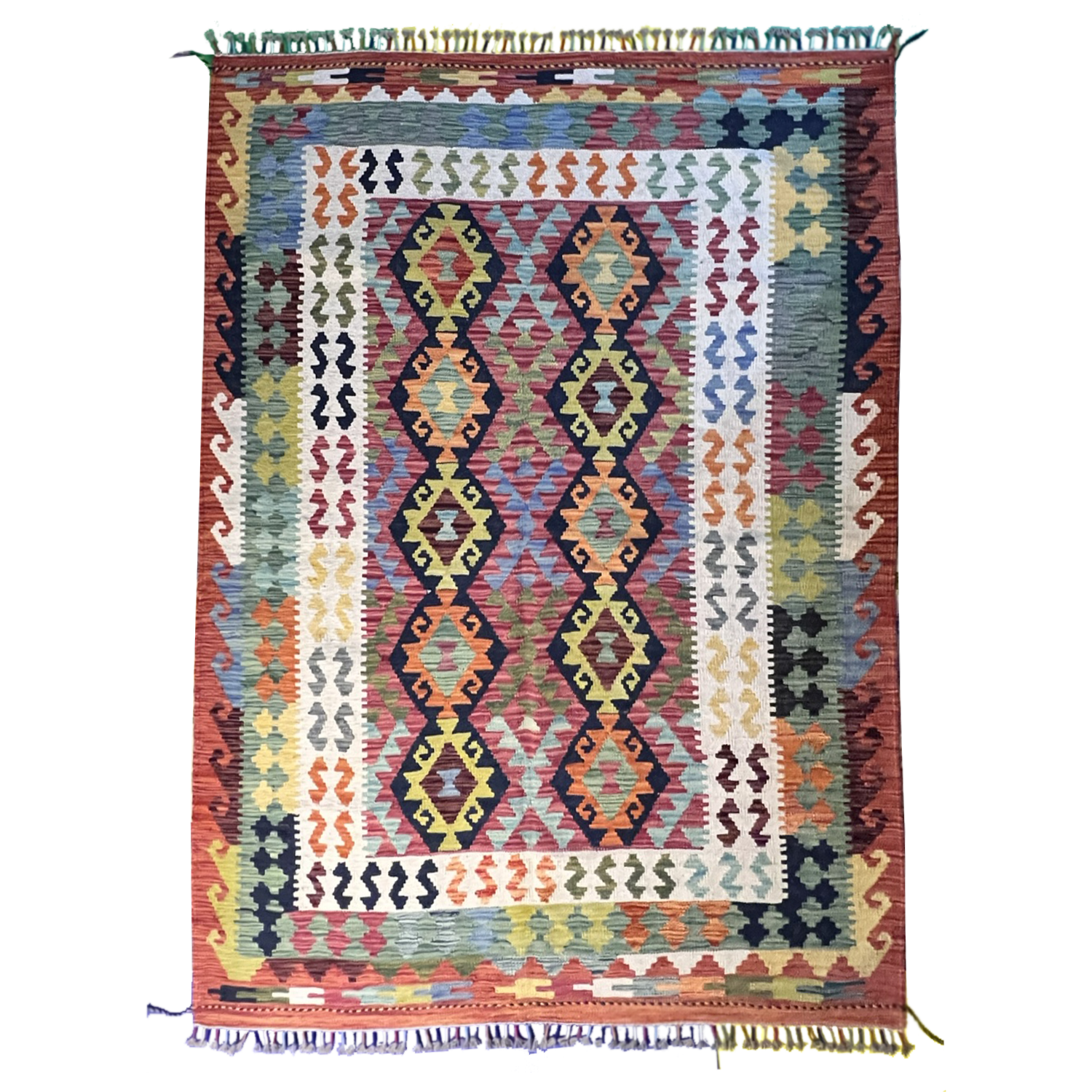 Handwoven Kilim Rug – Kilim Tribal 5’1’’ X 6’6’’, Ghazni wool, handwoven kilim rug, kilim tribal 5’1’’ x 6’6’’ design, gha...