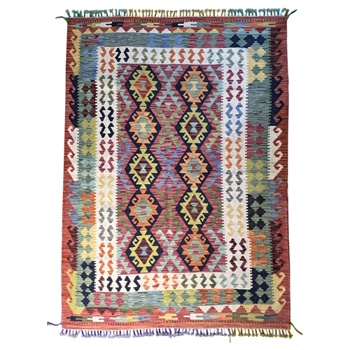 Handwoven Kilim Rug – Kilim Tribal 5’1’’ X 6’6’’, Ghazni wool, handwoven kilim rug, kilim tribal 5’1’’ x 6’6’’ design, gha...