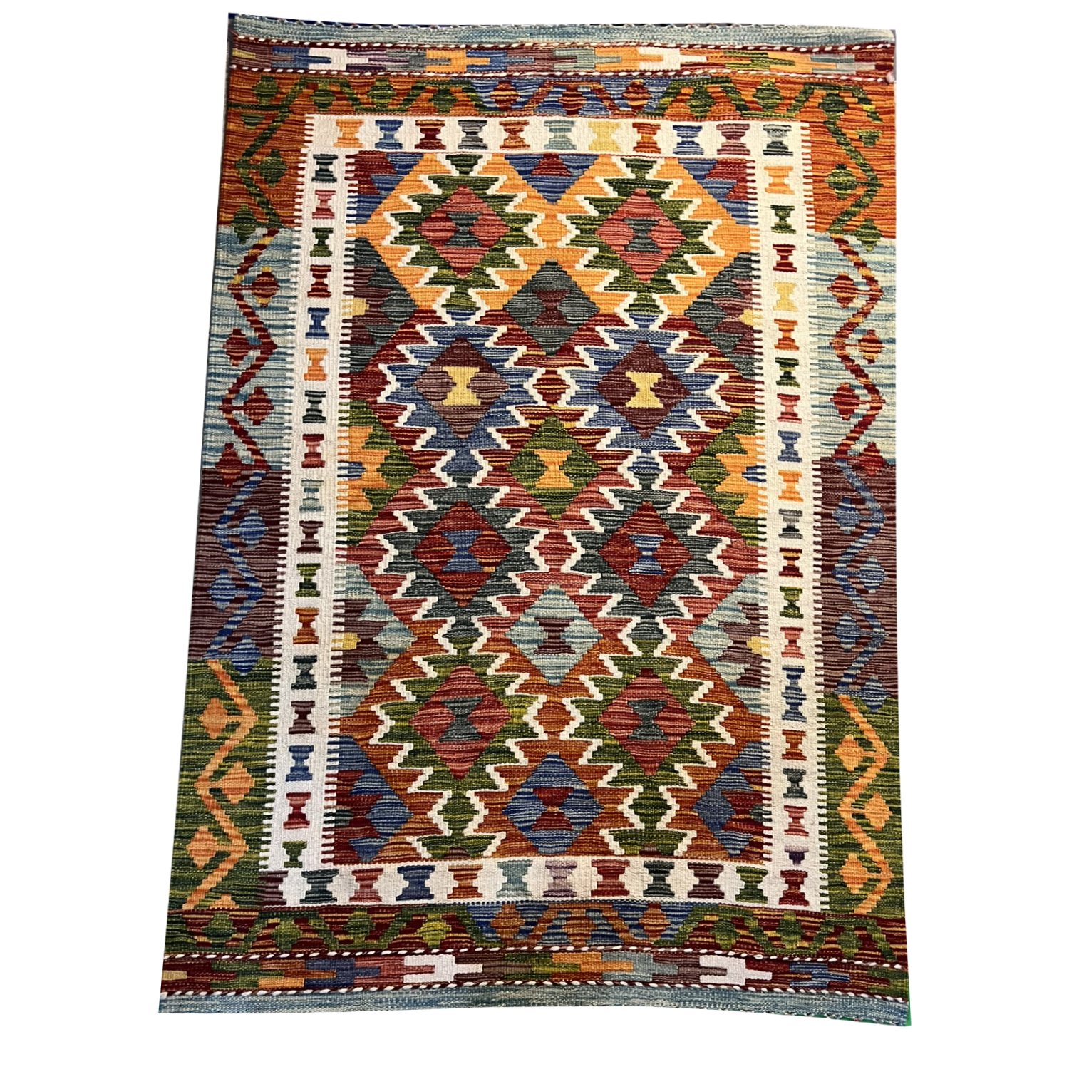 Kilim Tribal Handwoven Rug 3’4’’ X 5’1’’ · Kilim Tribal Handwoven Rug 3’4’’ X 5’1’’ handwoven Rug rug, traditional pattern, wool, full view