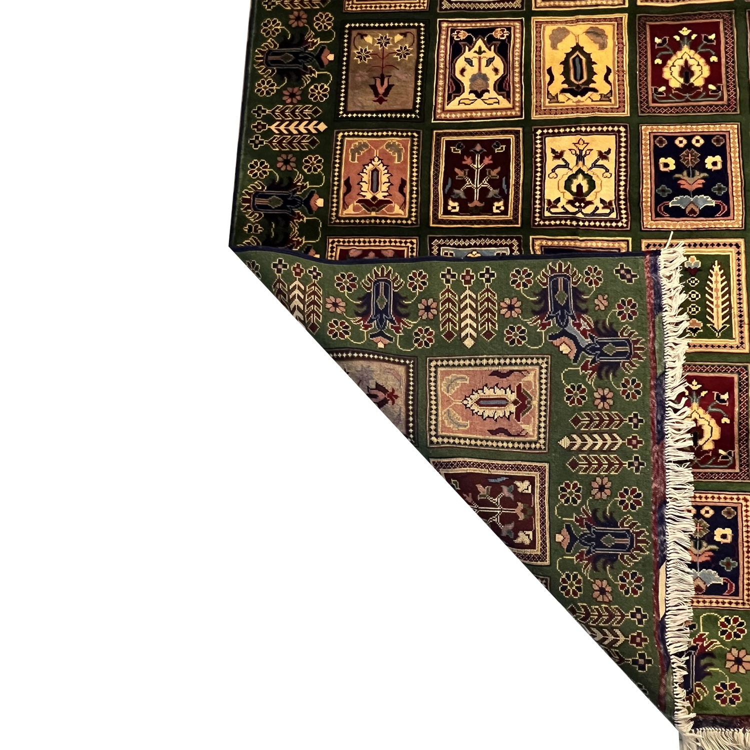 nan handwoven handwoven rug, traditional pattern, wool, detail view