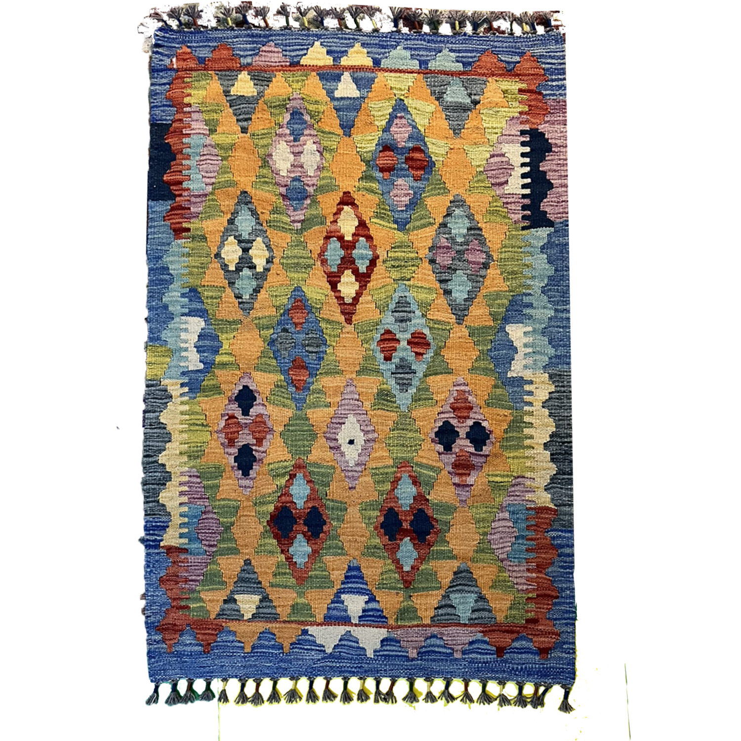 Handwoven Kilim Tribal Rug 2’6’’ X 3’9’’ handwoven Rug rug, traditional pattern, wool, full view