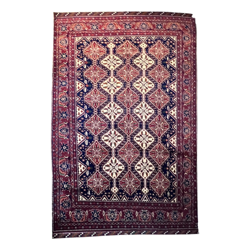 Hand woven Yusu Bai 6’1’’ X 9’1’’ handwoven Rug rug, traditional pattern, wool, full view