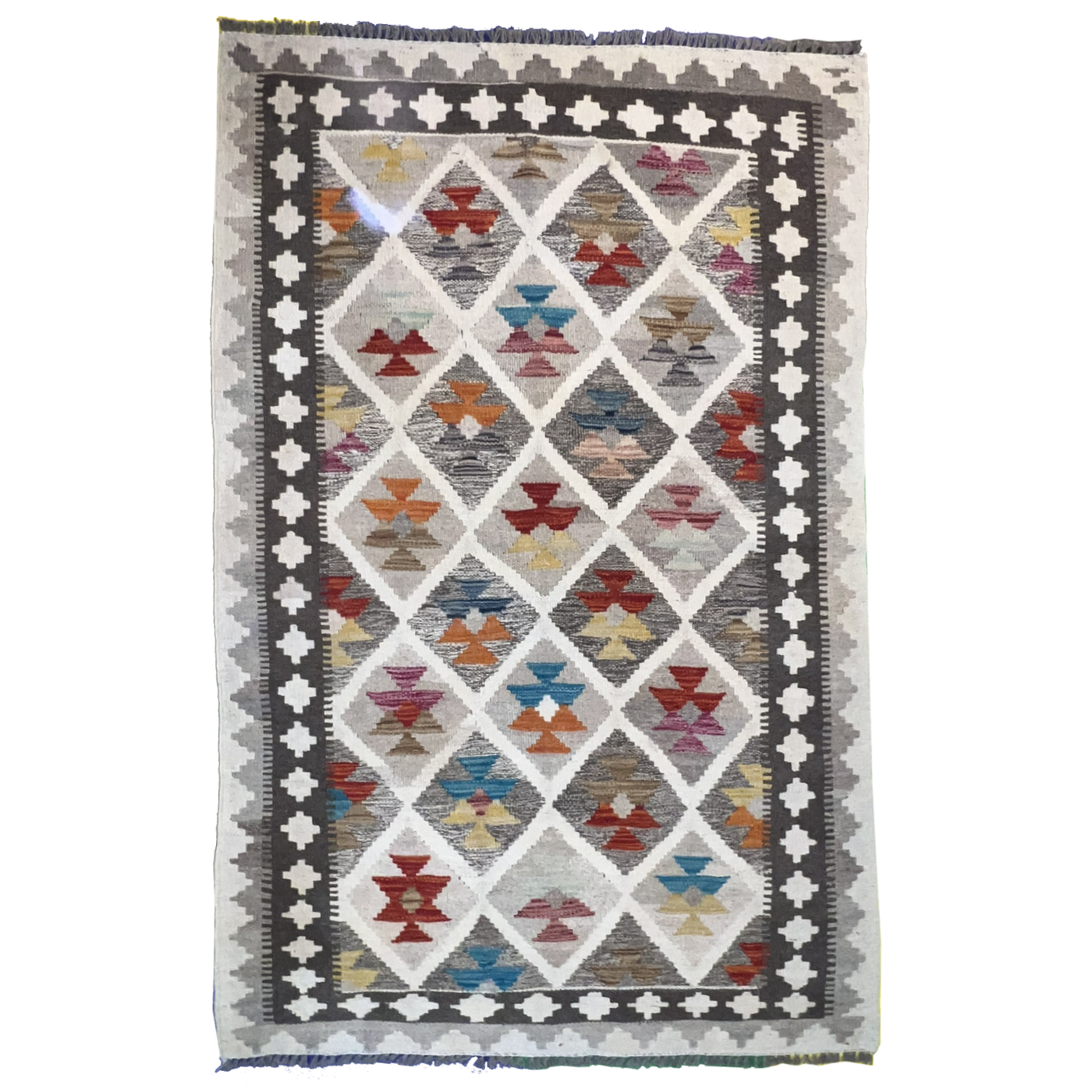 Handwoven Kilim Rug – Kilim Tribal 3’4”X5’1”, Ghazni wool