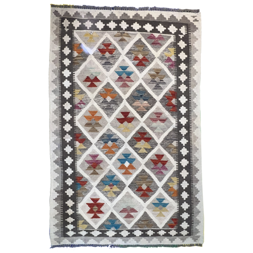 Handwoven Kilim Rug – Kilim Tribal 3’4”X5’1”, Ghazni wool, handwoven kilim rug, kilim tribal 3’4”x5’1” design, ghazni wool