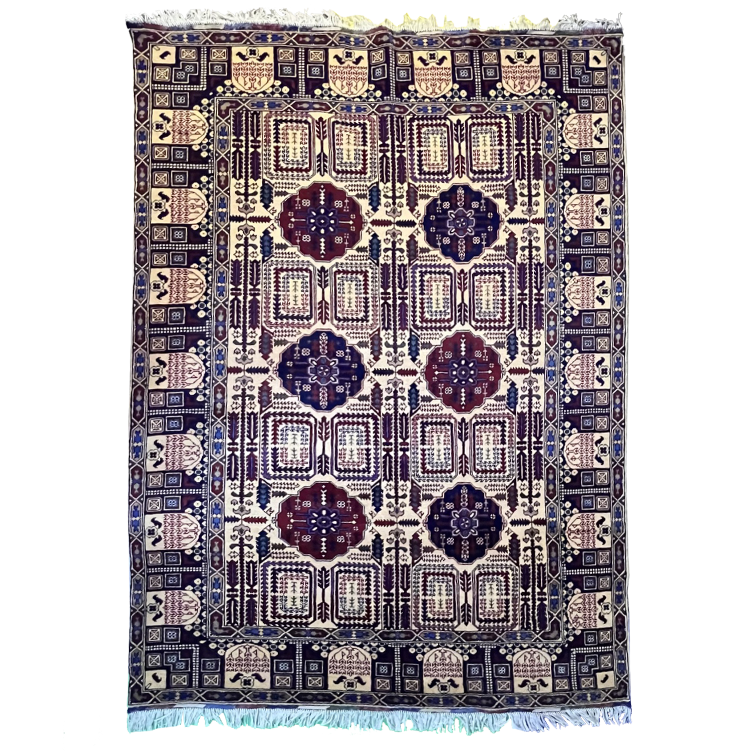 Ghundum Kirmi 4’1’’ X 6’9’’ handwoven Rug rug, traditional pattern, wool, full view
