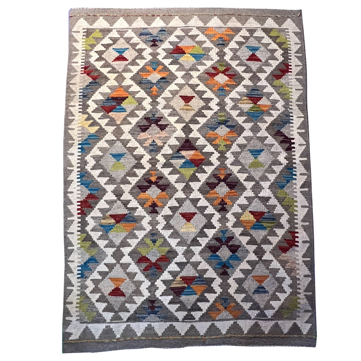 Kilim Tribal Handwoven Rug 3’3’’ X 4’1’’ · Kilim Tribal Handwoven Rug 3’3’’ X 4’1’’ handwoven Rug rug, traditional pattern, wool, full view