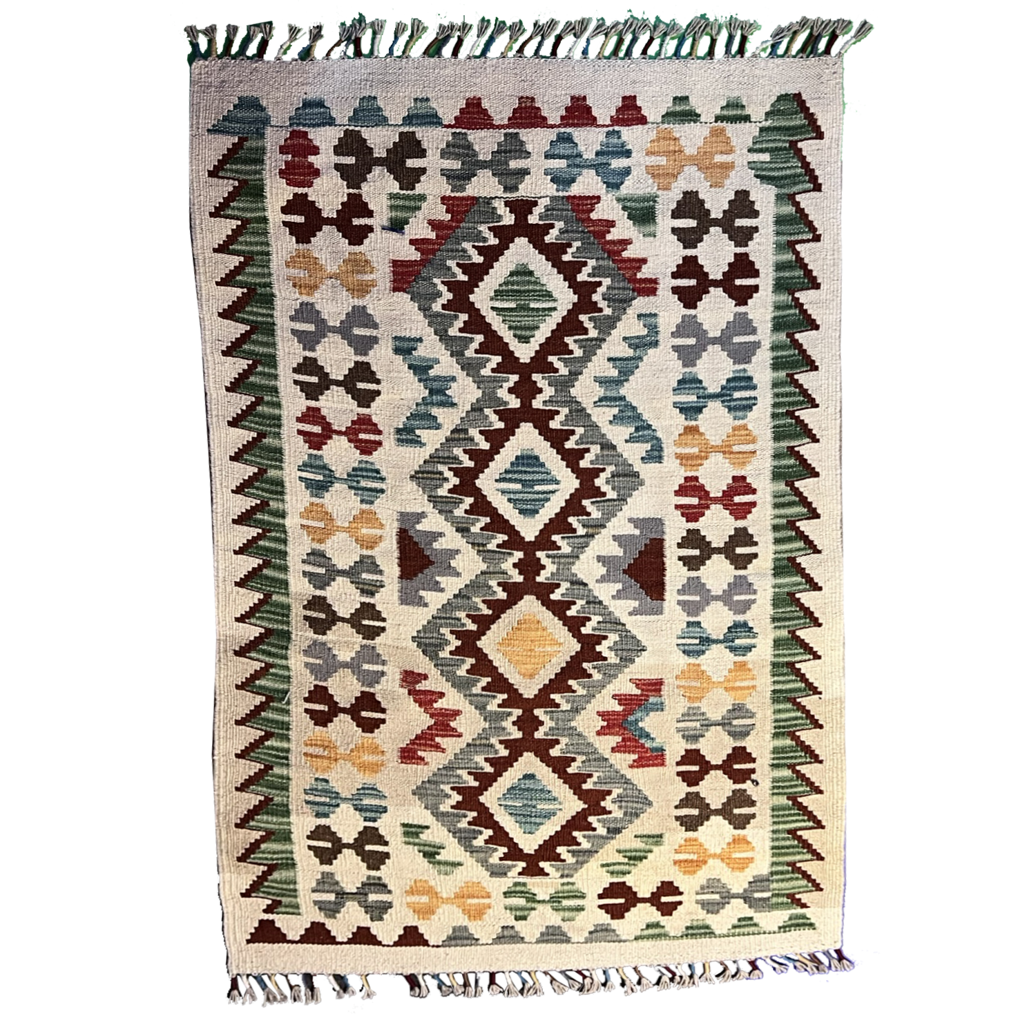 Kilim Tribal Handwoven Rug 2’7’’ X 4’8’’ handwoven Rug rug, traditional pattern, wool, full view