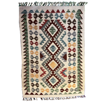 Kilim Tribal Handwoven Rug 2’7’’ X 4’8’’ handwoven Rug rug, traditional pattern, wool, full view