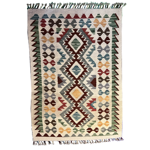 Kilim Tribal Handwoven Rug 2’7’’ X 4’8’’ handwoven Rug rug, traditional pattern, wool, full view