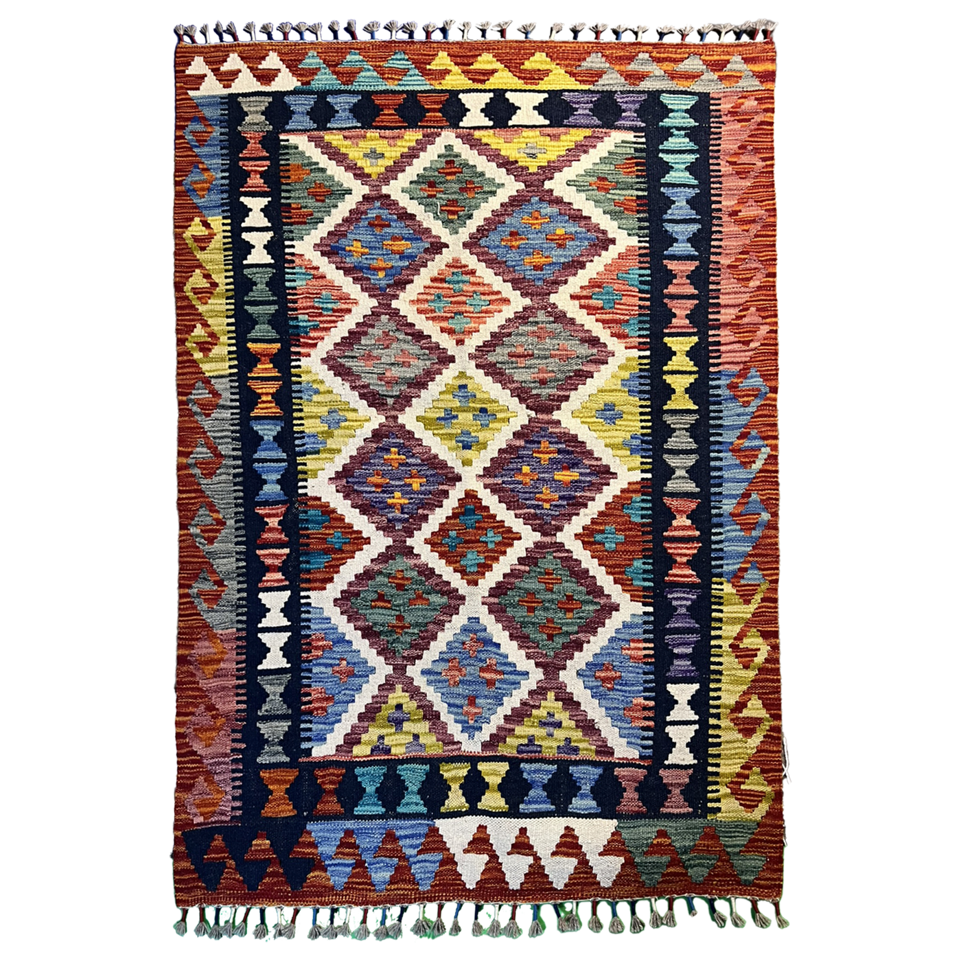 Handwoven Kilim Rug – Kilim Tribal 3’5”X4’11”, Ghazni wool