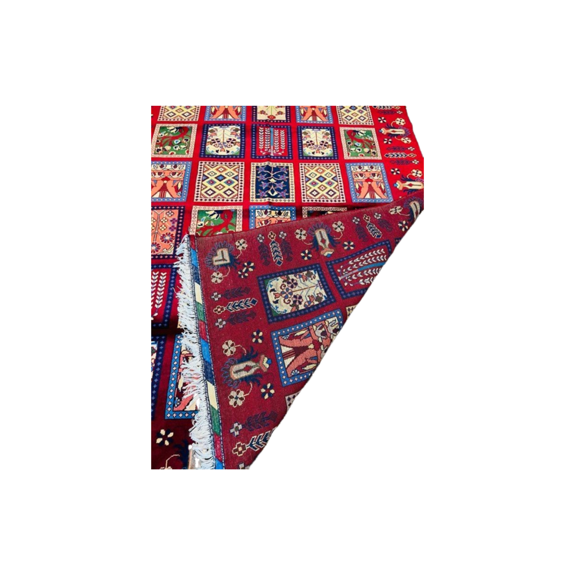 nan handwoven handwoven rug, traditional pattern, wool, detail view