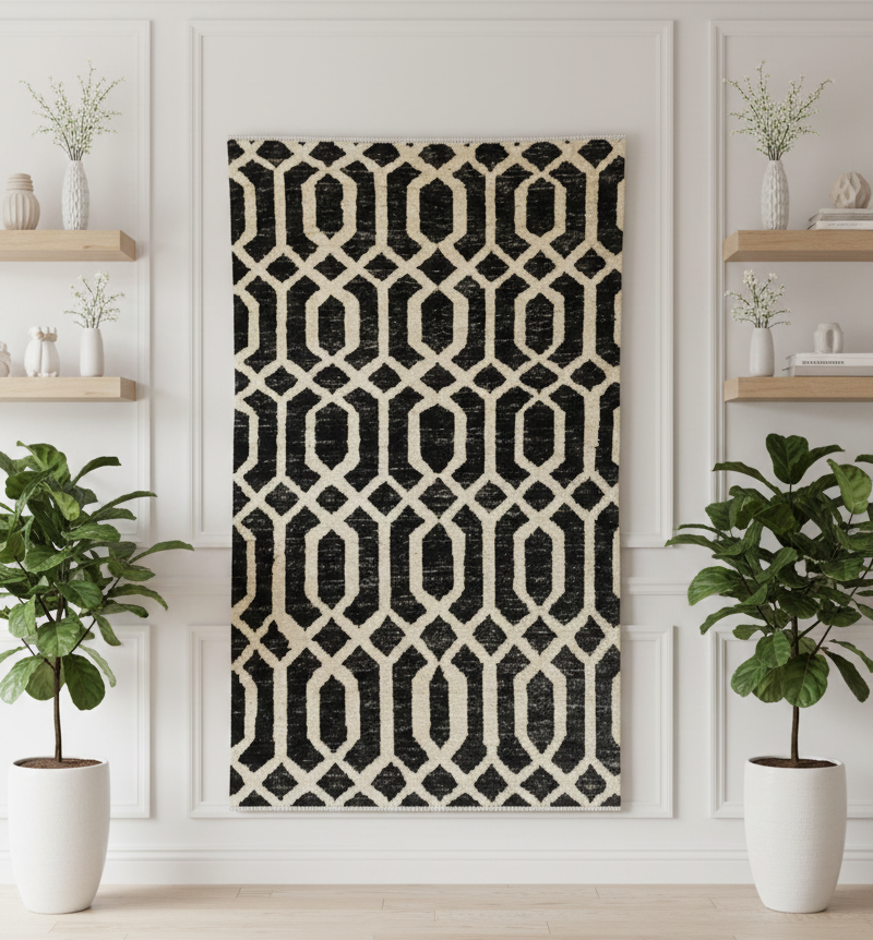 Vintage Embroidered Overdye Contemporary Handwoven Rug 3.9' x 5.9' · nan handwoven handwoven rug, traditional pattern, wool, detail view