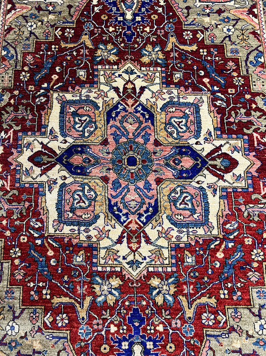 Afghan Haris rug hand-knotted wool traditional pattern detail artisan craftsmanship premium Oriental area rug

